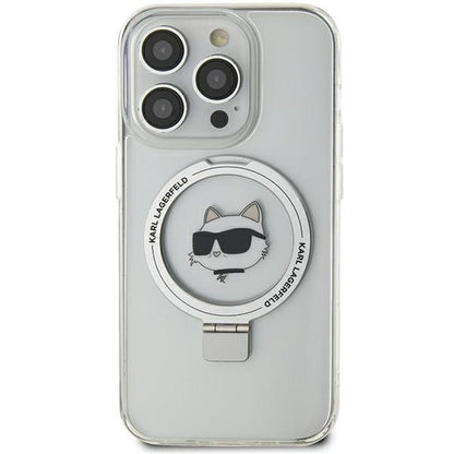 Custodia MagSafe per Apple iPhone 15 Pro Max, Karl Lagerfeld, Ring Stand Choupette's Head, Bianca