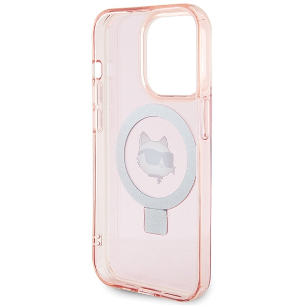 MagSafe Case for Apple iPhone 15 Pro Max, Karl Lagerfeld, Ring Stand Choupette's Head, Pink
