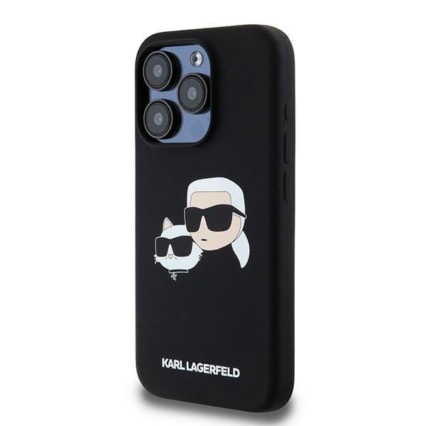 Custodia MagSafe per Apple iPhone 15 Pro Max, Karl Lagerfeld, Silicone Karl & Choupette, Nera