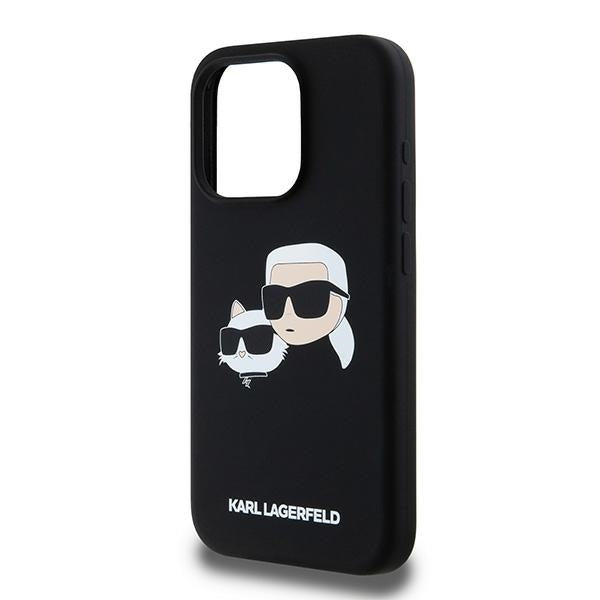 Custodia MagSafe per Apple iPhone 15 Pro Max, Karl Lagerfeld, Silicone Karl & Choupette, Nera
