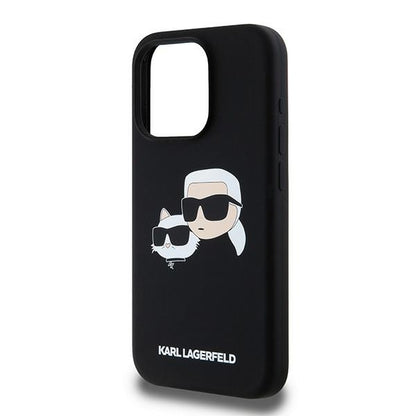 Custodia MagSafe per Apple iPhone 15 Pro Max, Karl Lagerfeld, Silicone Karl & Choupette, Nera