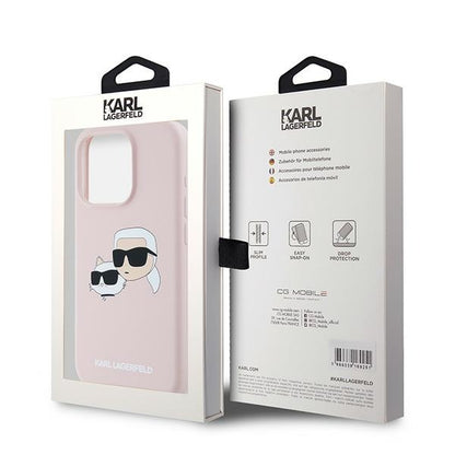 MagSafe Case for Apple iPhone 15 Pro Max, Karl Lagerfeld, Karl & Choupette Silicone, Pink