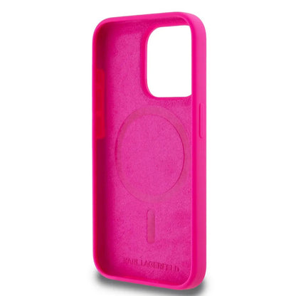 Custodia MagSafe per Apple iPhone 15 Pro Max, Karl Lagerfeld, Silicone Karl's Head, Fucsia