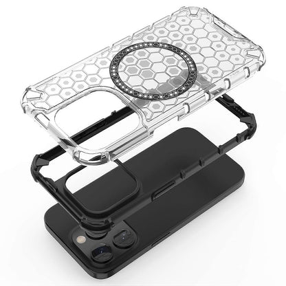 Custodia MagSafe per Apple iPhone 15 Pro Max, Techsuit, HoneyComb Shield, Bianca