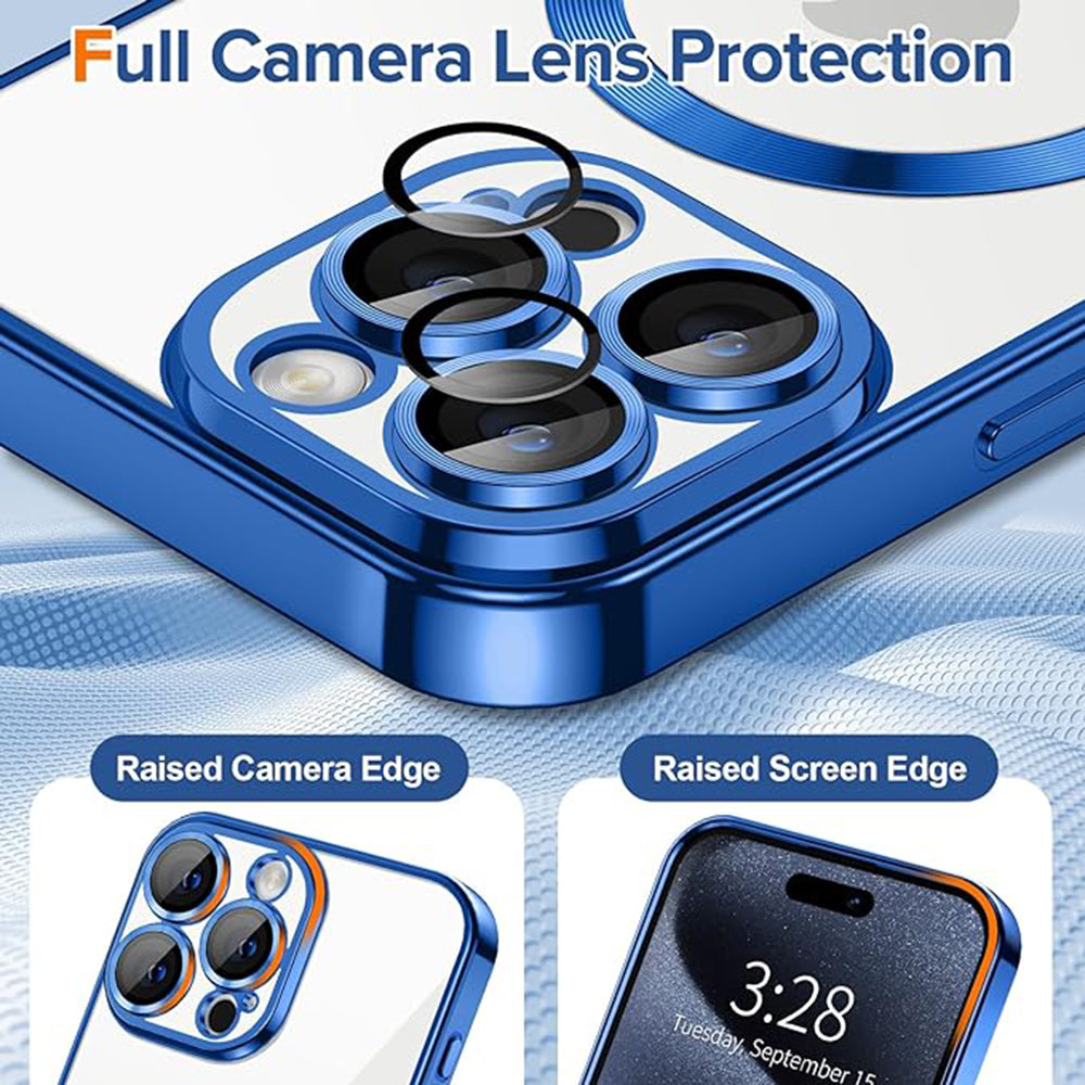 Custodia MagSafe per Apple iPhone 15 Pro Max, Techsuit, Luxury Crystal, Blu Scuro
