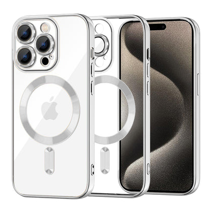 MagSafe Case for Apple iPhone 15 Pro Max, Techsuit, Luxury Crystal, Silver