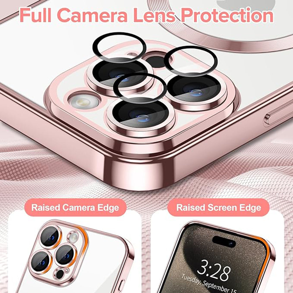 Custodia MagSafe per Apple iPhone 15 Pro Max, Techsuit, Luxury Crystal, Rosa