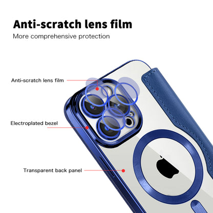 Custodia MagSafe per Apple iPhone 15 Pro Max, Techsuit, SmartMag Book, Blu