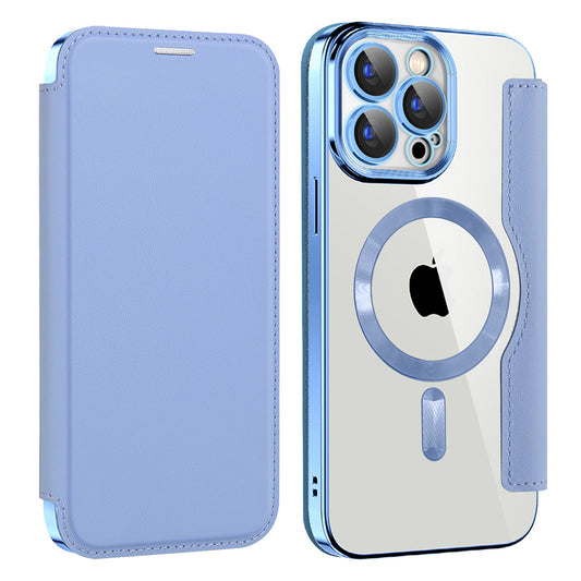 Custodia MagSafe per Apple iPhone 15 Pro Max, Techsuit, SmartMag Book, Blu