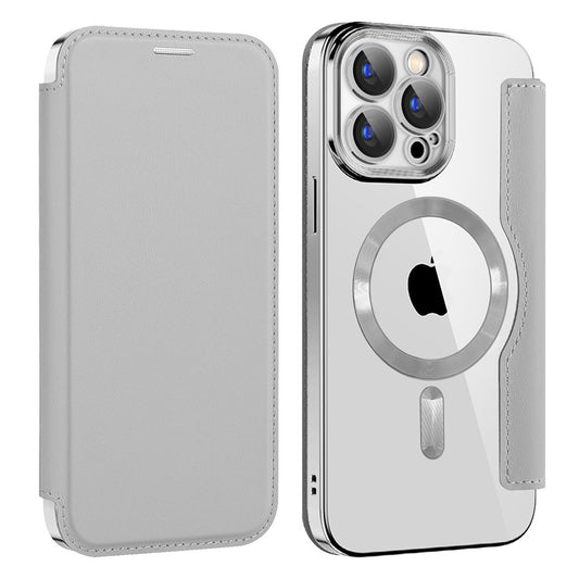 Custodia MagSafe per Apple iPhone 15 Pro Max, Techsuit, SmartMag Book, Grigio