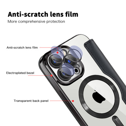 Custodia MagSafe per Apple iPhone 15 Pro Max, Techsuit, SmartMag Book, Nera