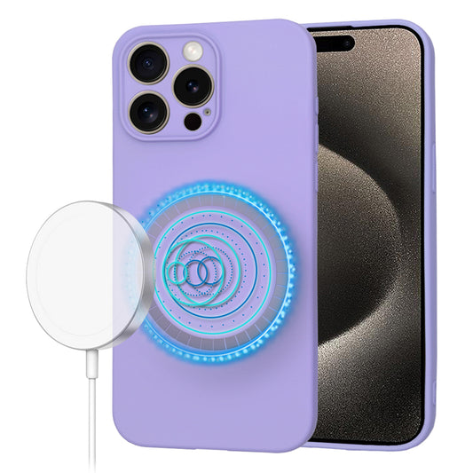 Custodia MagSafe per Apple iPhone 15 Pro Max, Techsuit, SoftFlex, Viola Chiaro