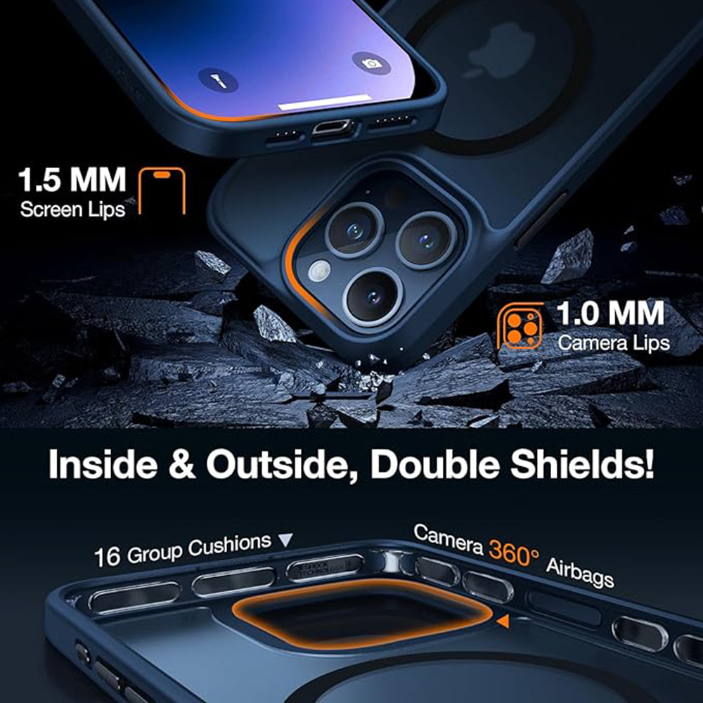 Custodia MagSafe per Apple iPhone 15 Pro Max, Torras, Guardian, Blu Navy