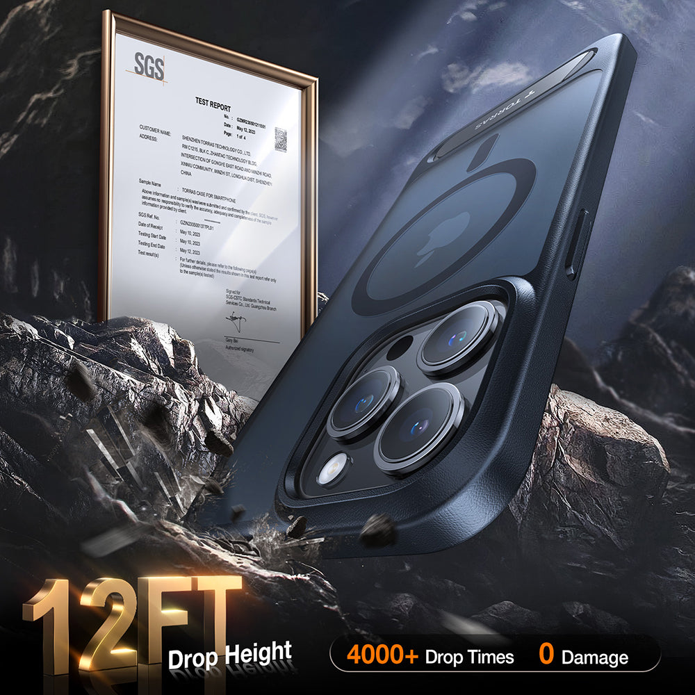 Custodia MagSafe per Apple iPhone 15 Pro Max, Torras, Pstand, Nera