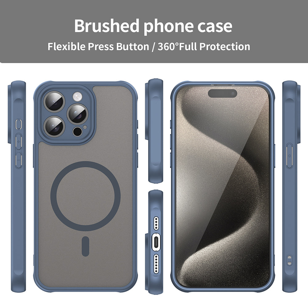 Custodia MagSafe per Apple iPhone 15 Pro, Techsuit, HaloFrost II, Blu Navy