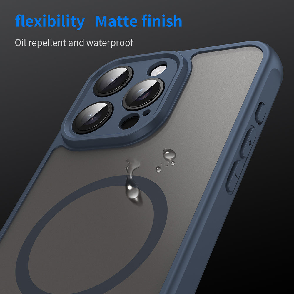 Custodia MagSafe per Apple iPhone 15 Pro, Techsuit, HaloFrost II, Blu Navy