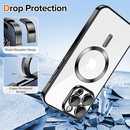Custodia MagSafe per Apple iPhone 15 Pro, Techsuit, Luxury Crystal, Nera