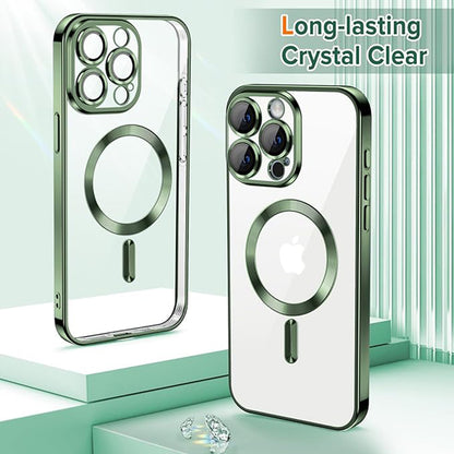 Custodia MagSafe per Apple iPhone 15 Pro, Techsuit, Luxury Crystal, Verde Scuro
