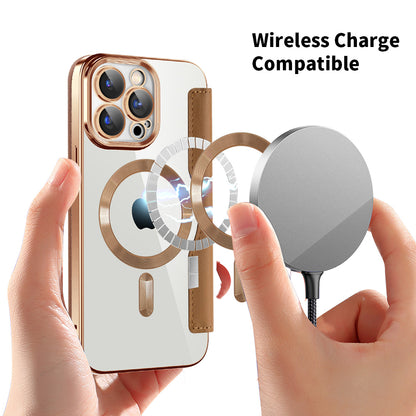 Custodia MagSafe per Apple iPhone 15 Pro, Techsuit, SmartMag Book, Marrone