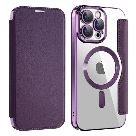 Custodia MagSafe per Apple iPhone 15 Pro, Techsuit, SmartMag Book, Viola