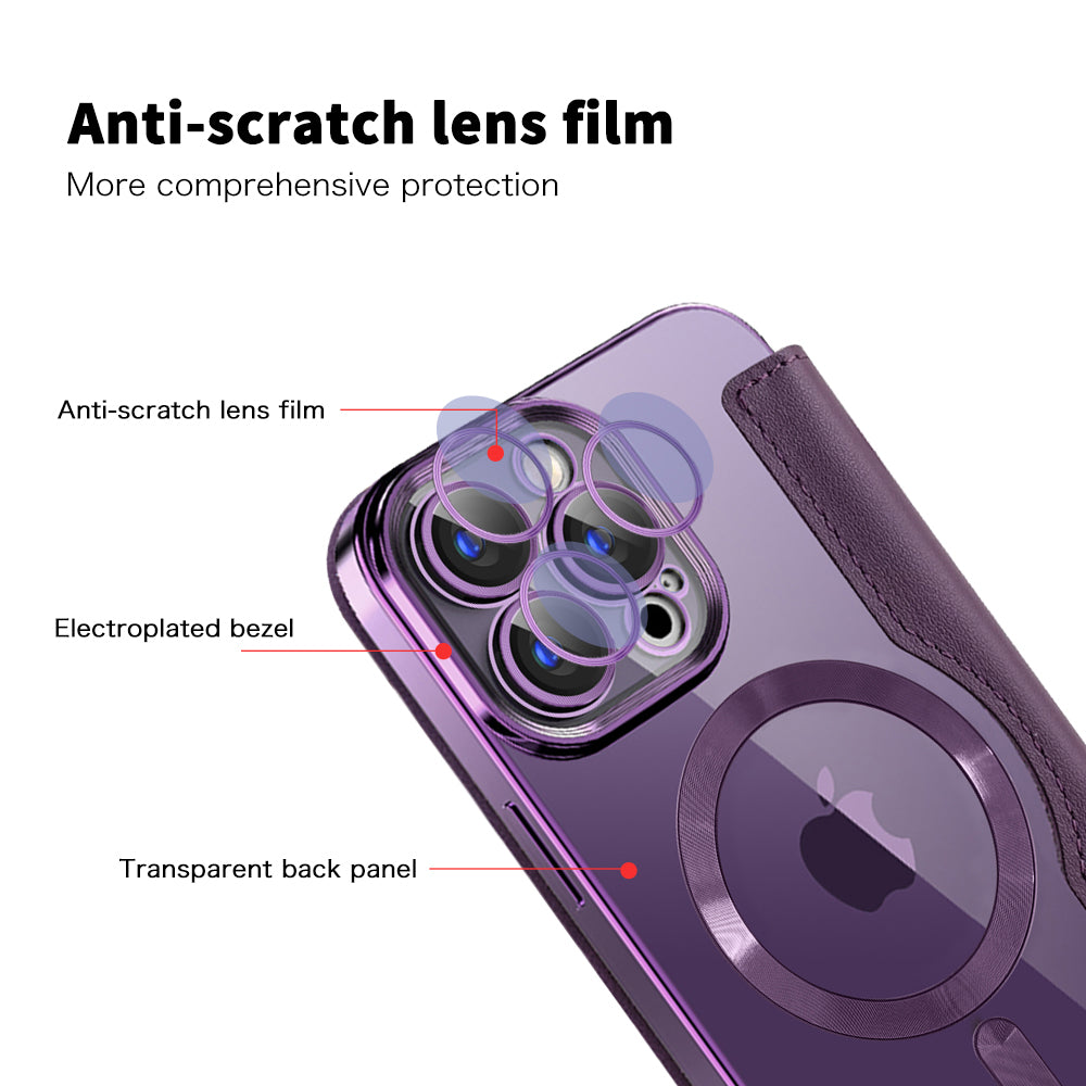 MagSafe Case for Apple iPhone 15 Pro, Techsuit, SmartMag Book, Purple