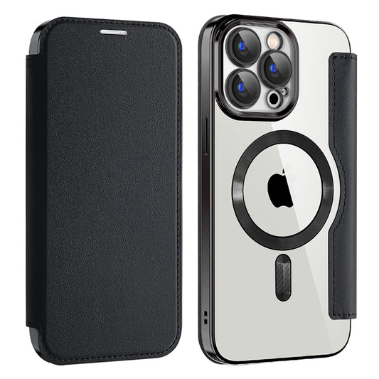 Custodia MagSafe per Apple iPhone 15 Pro, Techsuit, SmartMag Book, Nera