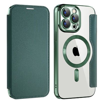 MagSafe Case for Apple iPhone 15 Pro, Techsuit, SmartMag Book, Green
