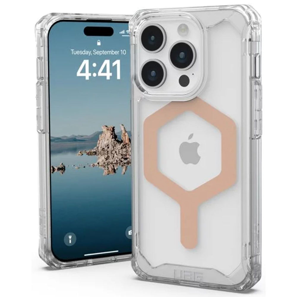 Custodia MagSafe per Apple iPhone 15 Pro, Urban Armor Gear, Plyo, Rosa Dorato