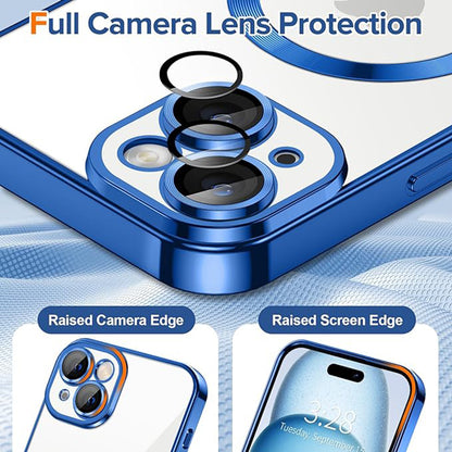 Custodia MagSafe per Apple iPhone 15, Techsuit, Luxury Crystal, Blu Scuro