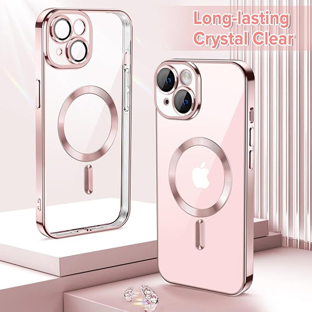 MagSafe Case for Apple iPhone 15, Techsuit, Luxury Crystal, Pink