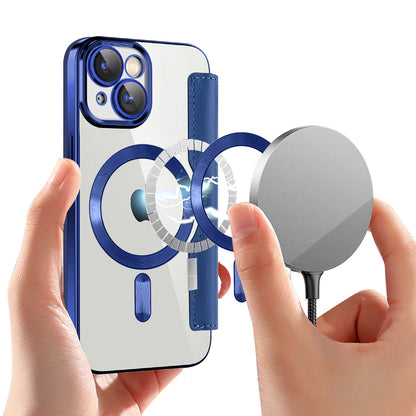 Custodia MagSafe per Apple iPhone 15, Techsuit, SmartMag Book, Blu