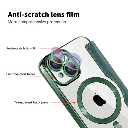 Custodia MagSafe per Apple iPhone 15, Techsuit, SmartMag Book, Verde