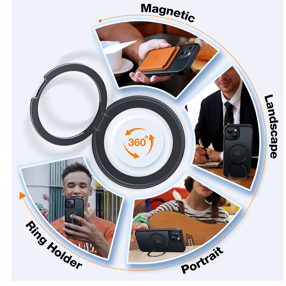 Custodia MagSafe per Apple iPhone 15, Torras, Ostand Pro, Nera