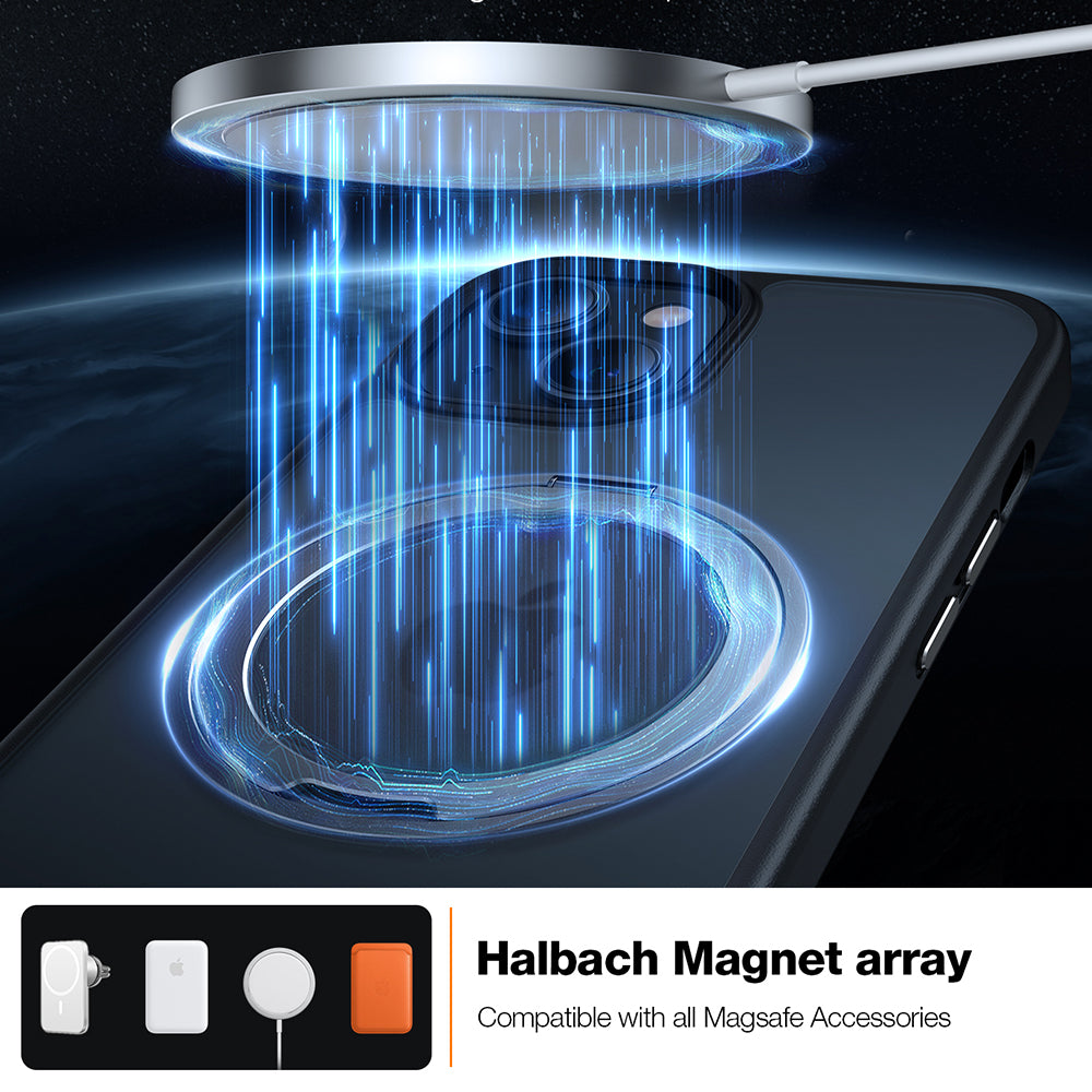 Custodia MagSafe per Apple iPhone 15, Torras, Ostand Pro, Nera