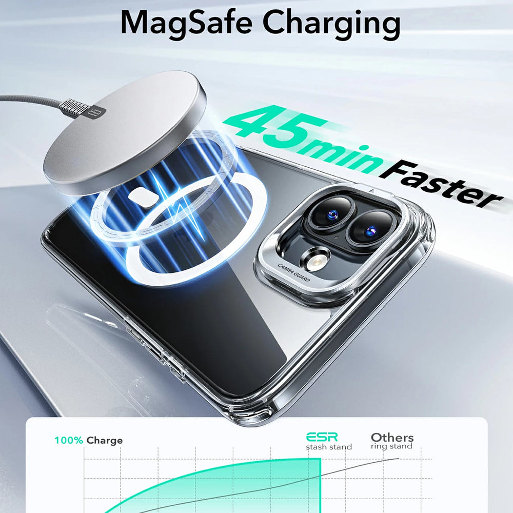 MagSafe Case for Apple iPhone 16, ESR, Classic Hybrid Kickstand, Satin Black