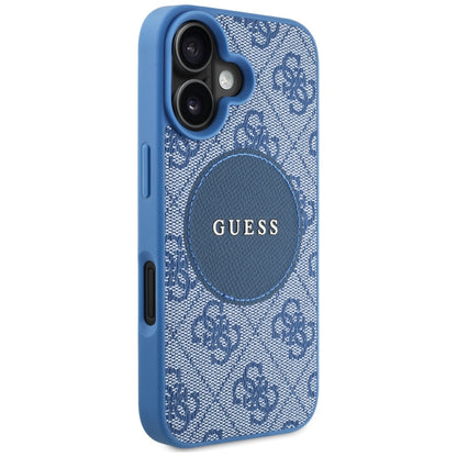 Custodia MagSafe per Apple iPhone 16, Guess, 4G Circle Classic Logo, Blu