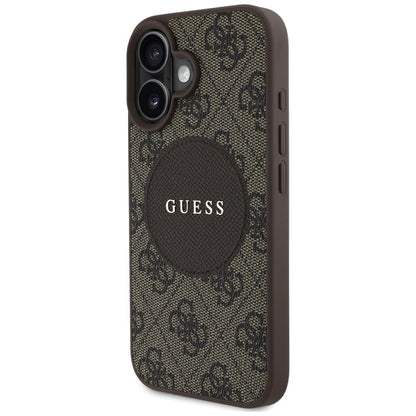 Custodia MagSafe per Apple iPhone 16, Guess, 4G Circle Classic Logo, Marrone
