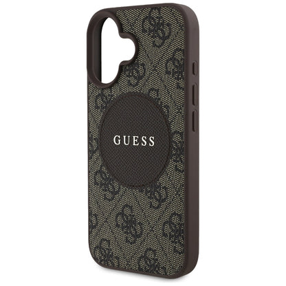 Custodia MagSafe per Apple iPhone 16, Guess, 4G Circle Classic Logo, Marrone
