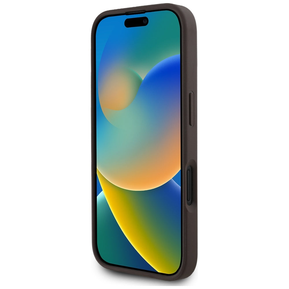 Custodia MagSafe per Apple iPhone 16, Guess, 4G Circle Classic Logo, Marrone