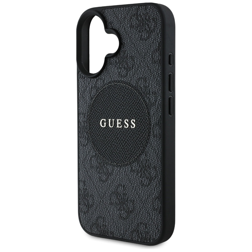 MagSafe Case for Apple iPhone 16, Guess, 4G Circle Classic Logo, Black