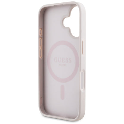 Custodia MagSafe per Apple iPhone 16, Guess, 4G Circle Classic Logo, Rosa