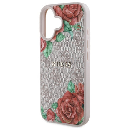 Custodia MagSafe per Apple iPhone 16, Guess, 4G Flowers Print, Rosa