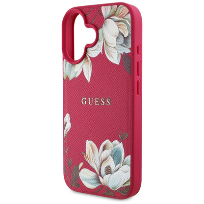 Custodia MagSafe per Apple iPhone 16, Guess, Grained Flowers, Fucsia