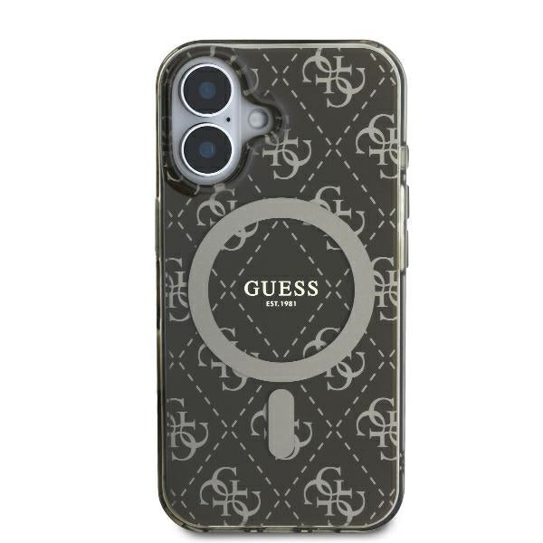 Custodia MagSafe per Apple iPhone 16, Guess, IML 4G Background, Marrone