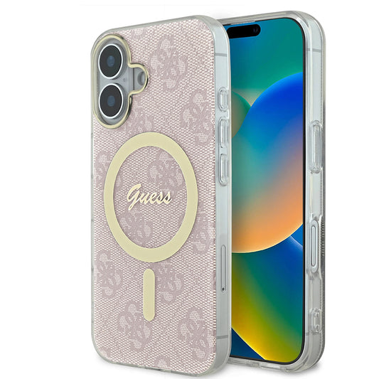 Custodia MagSafe per Apple iPhone 16, Guess, IML 4G, Rosa