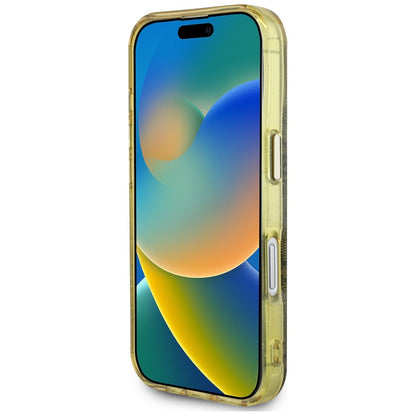 Custodia MagSafe per Apple iPhone 16, Guess, IML Glitter 4G Circle Triangle, Marrone