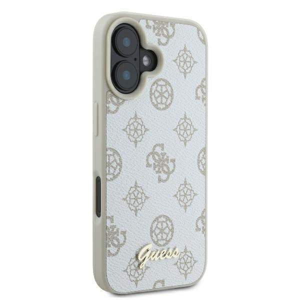 Custodia MagSafe per Apple iPhone 16, Guess, Peony Script, Bianca