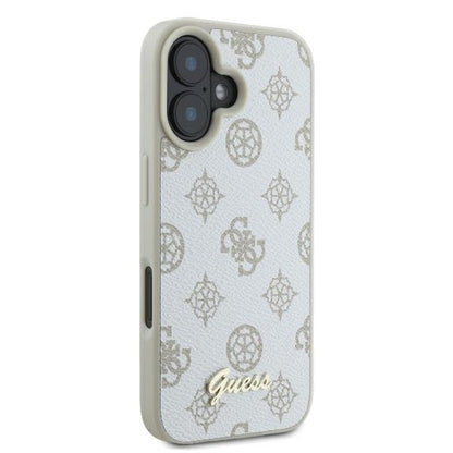 Custodia MagSafe per Apple iPhone 16, Guess, Peony Script, Bianca