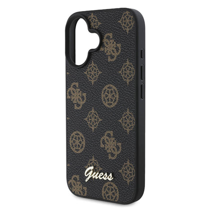 Custodia MagSafe per Apple iPhone 16, Guess, Peony Script, Nera
