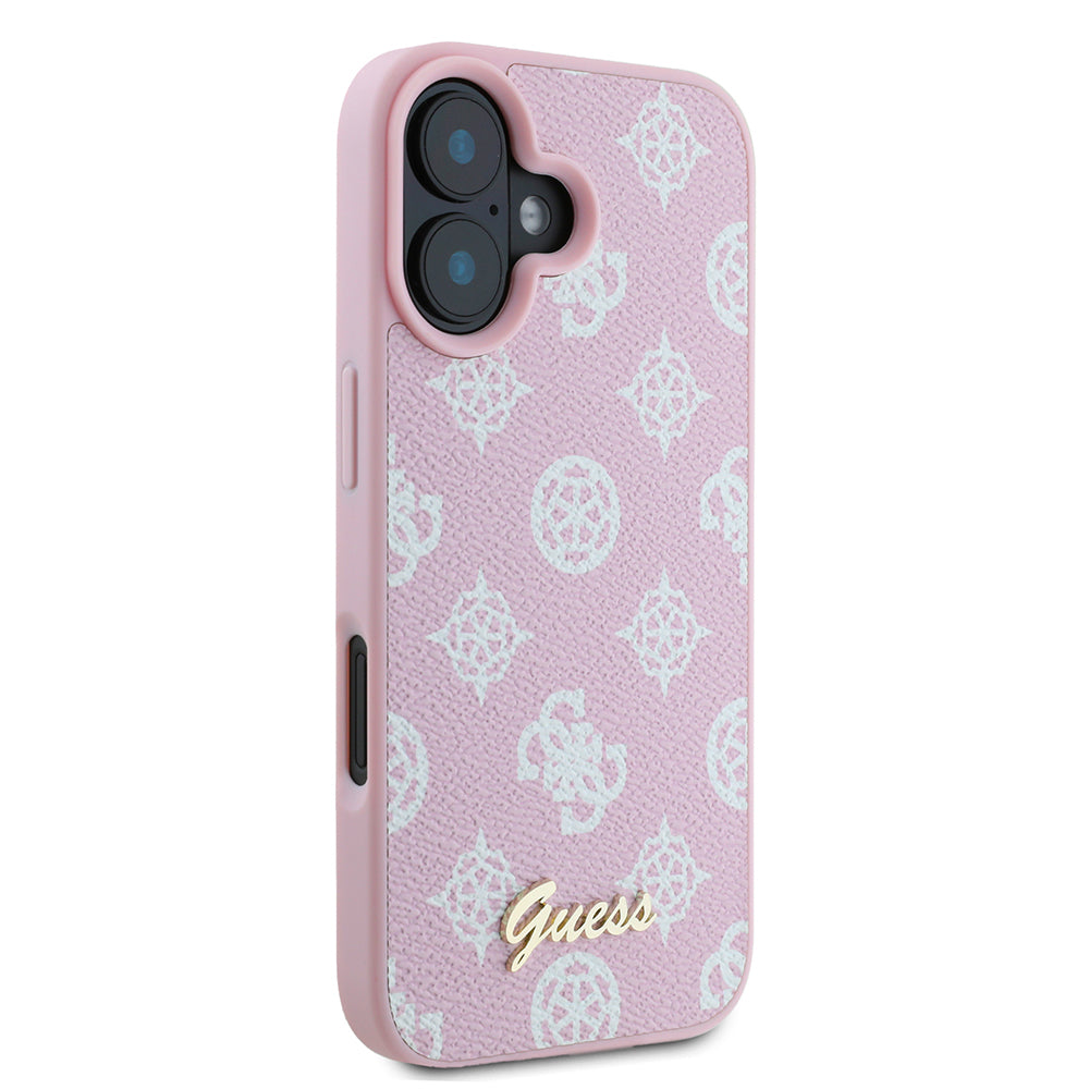 Custodia MagSafe per Apple iPhone 16, Guess, Peony Script, Rosa